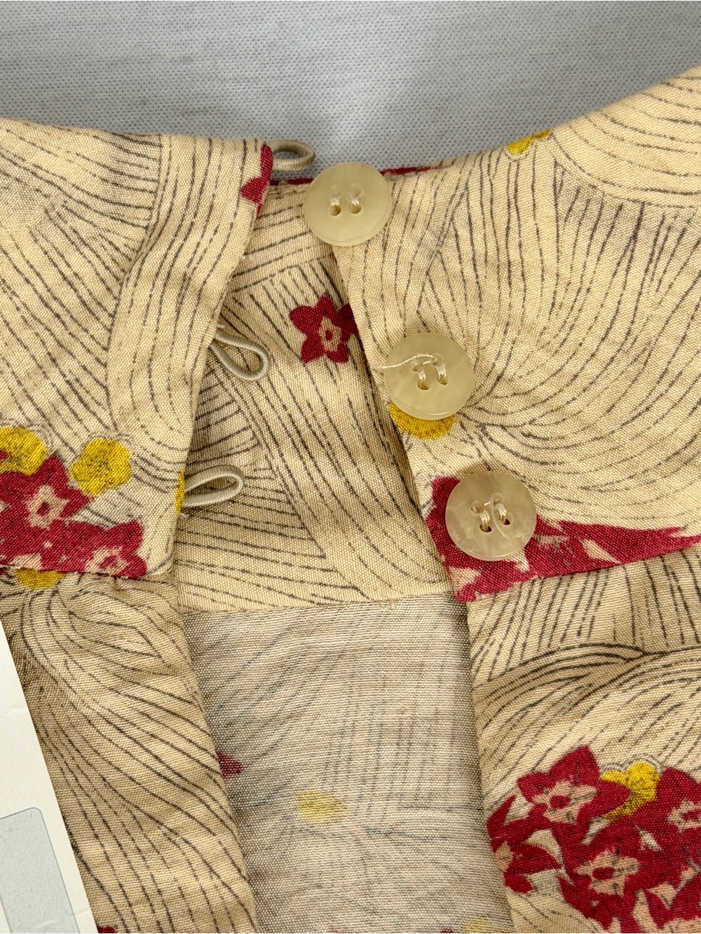 NWT Zara Floral Wrap Tie Blouse Top XS Beige Red Long Sleeve Linen Blend Boho - Picture 10 of 11